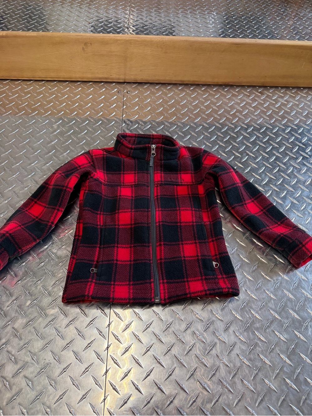 Columbia Red and Black Plaid Fleece Jacket - Kids